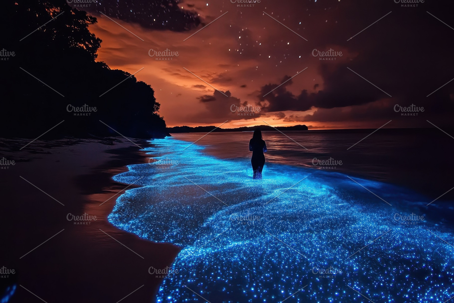Experience glowing ocean waves under, a Photo by Iftikhar Alam