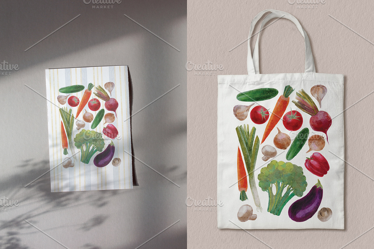 Watercolour Vegetables Collection, a Pattern Graphic by Maria Budarkiewicz (Photo 11 of 11)