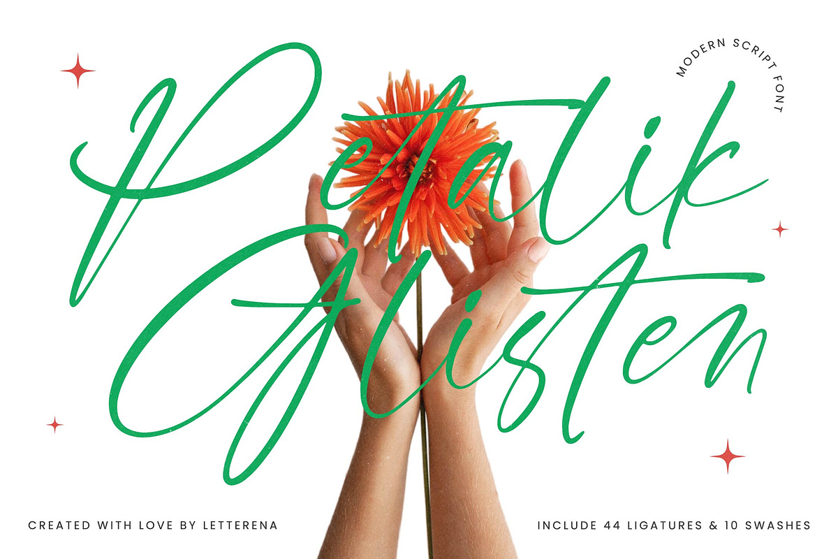 Petalik Glisten Modern Script Font, a Script Font by Letterena Studios Script (Photo 1 of 15)