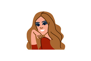 Smiling woman with long brown hair, an Object Illustration by pikepicture