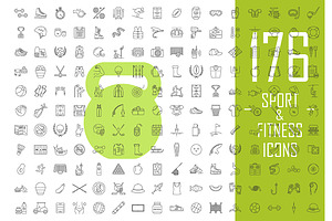 Sport And Fitness Linear Icons Set