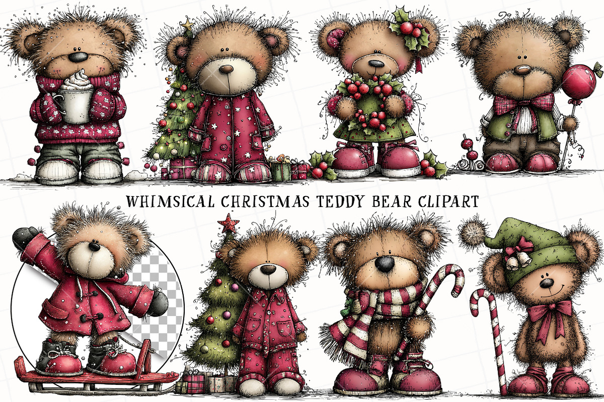 Whimsical Christmas Teddy Bear PNG, an Illustration by OK Design (Photo 6 of 6)