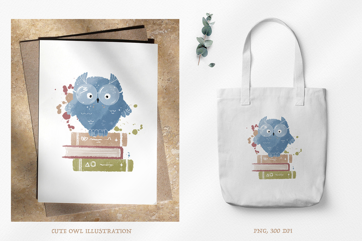 Smart baby owl clipart, an Animal Illustration by Leksart (Photo 4 of 7)