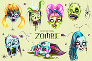 Watercolor Zombie Heads, an Illustration by Dapper Dudell (Thumbnail 1 of 4)