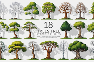 18 Trees Photoshop Stamp Brushes