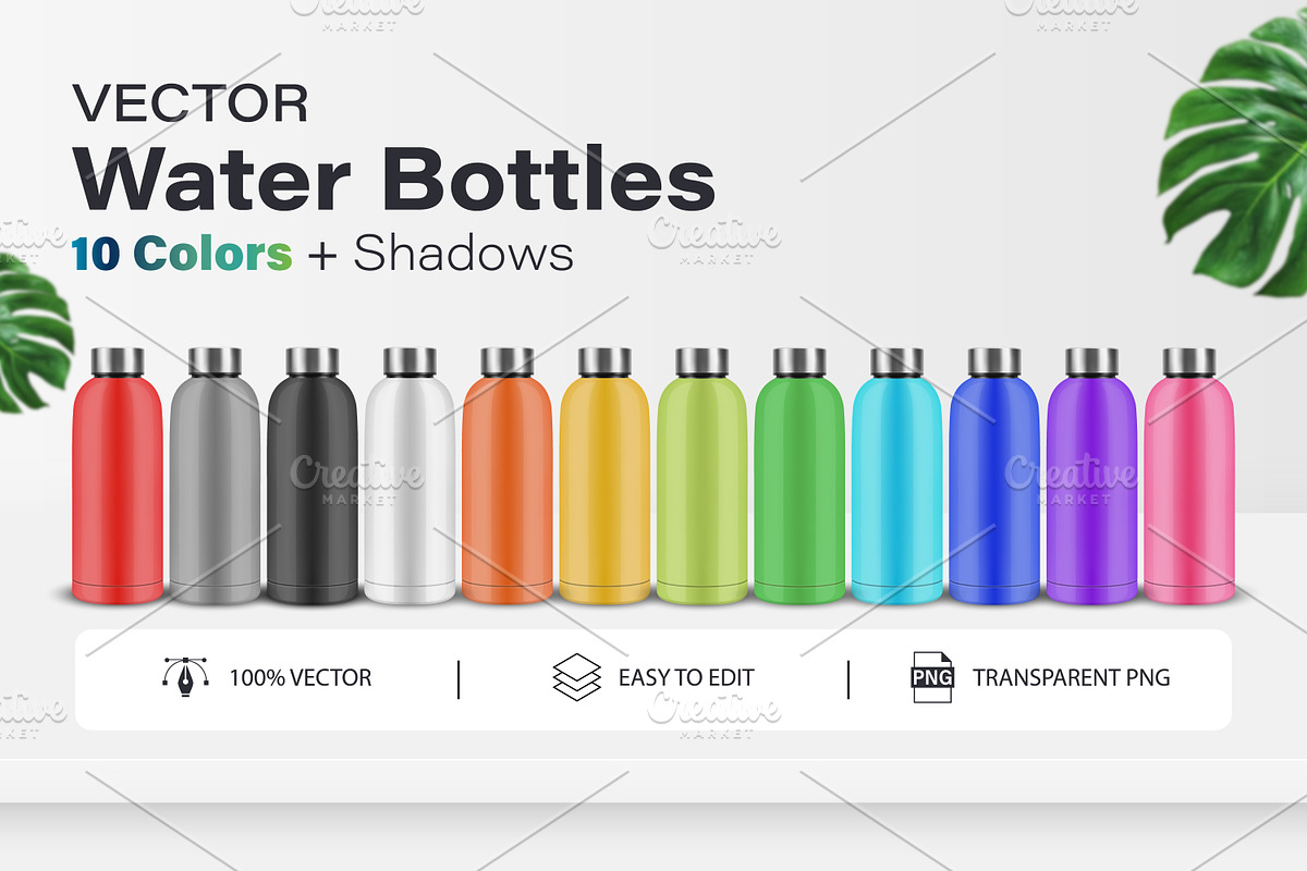 Vector Water Bottles Set, a Graphic by Gomolach (Photo 1 of 3)