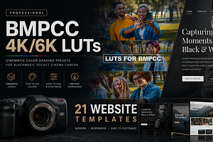 BMPCC 4K 6K LUTs + Website Templates, a Preset Add-On by Creative House