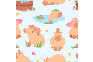 Cartoon capybara. Funny capybaras, an Animal Illustration by LadadikArt