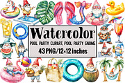 Pool Party Clipart, Pool Party Gnome, an Illustration by Design Market (Thumbnail 1 of 4)