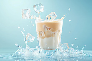 Refreshing iced beverage splashing i, a Photo by Tanuart