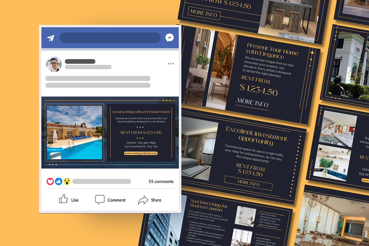 60 Realtor Facebook Ads Templates, a Templates & Theme by TemplateCastleStore (Photo 5 of 9)