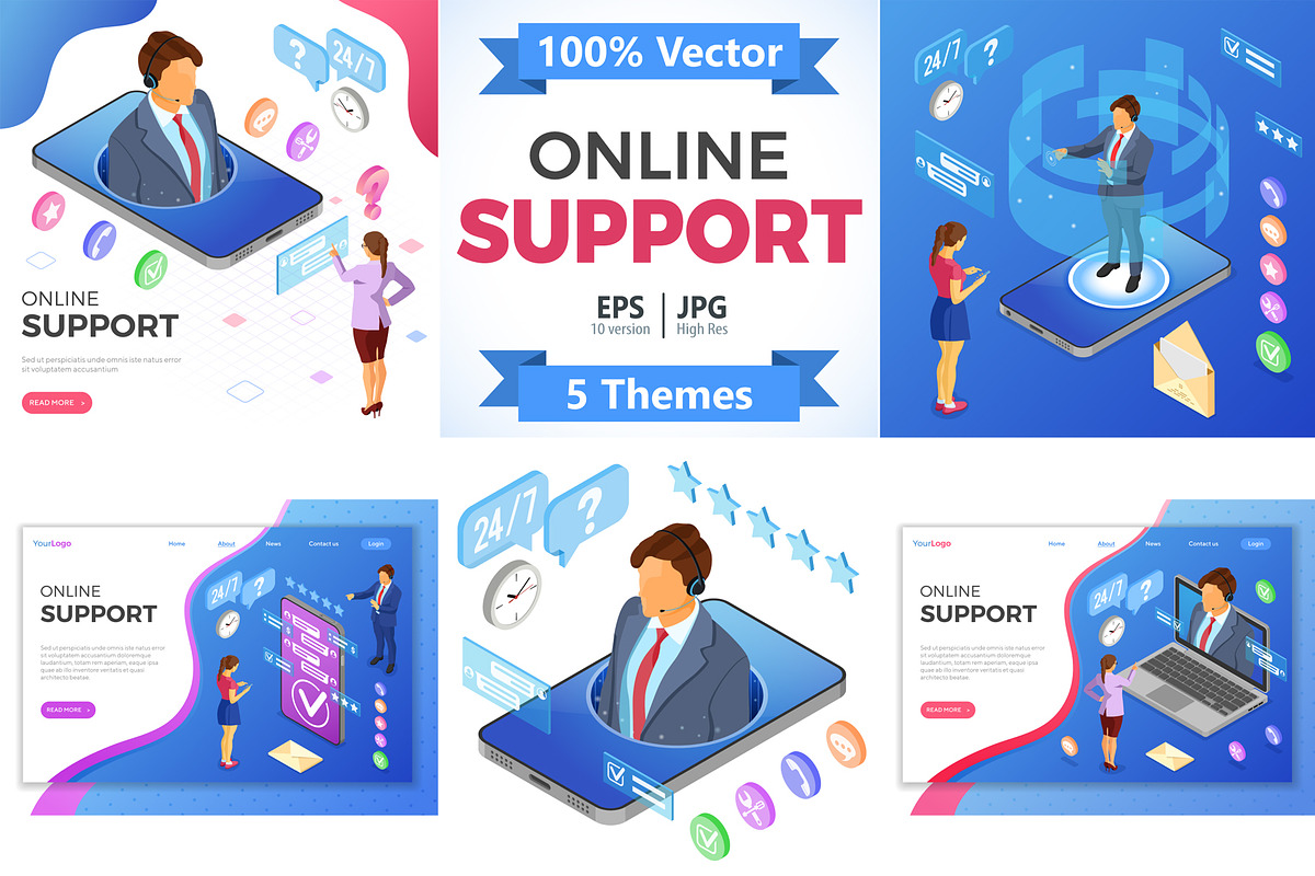 Isometric Online Customer Support, a Person Illustration by TAlex (Photo 1 of 6)