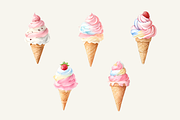Kawaii Ice Cream Clipart, a Food Illustration by jvxvxnism (Thumbnail 2 of 5)