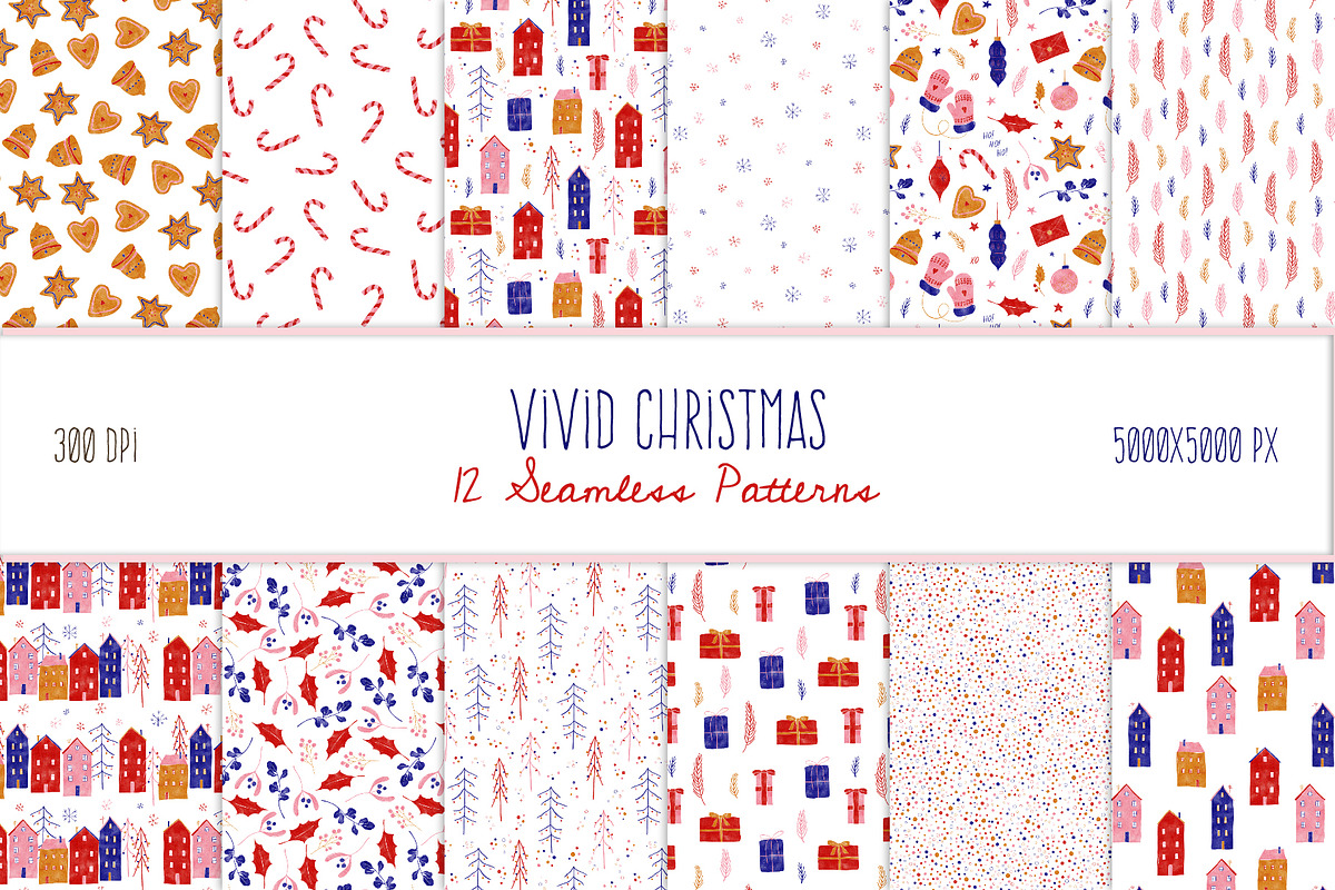 Vivid Christmas Cliparts & Patterns, a Seasonal Illustration by OkPen (Photo 3 of 13)