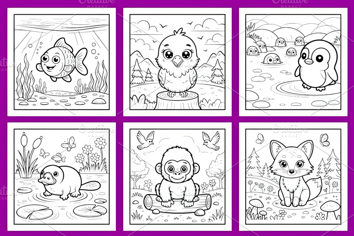 CUTE BABY ANIMALS COLORING PAGES, an Animal Illustration by Coco Bloom (Photo 2 of 5)