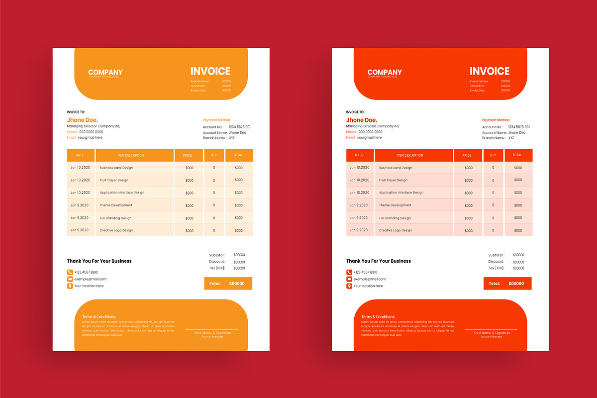 Professional Invoice Bundle, a Graphic by Jkgraphicclick (Photo 11 of 14)