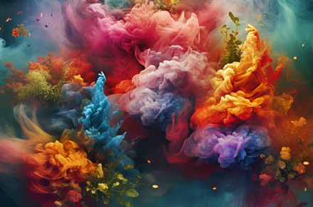 Rainbow colored ink in water
