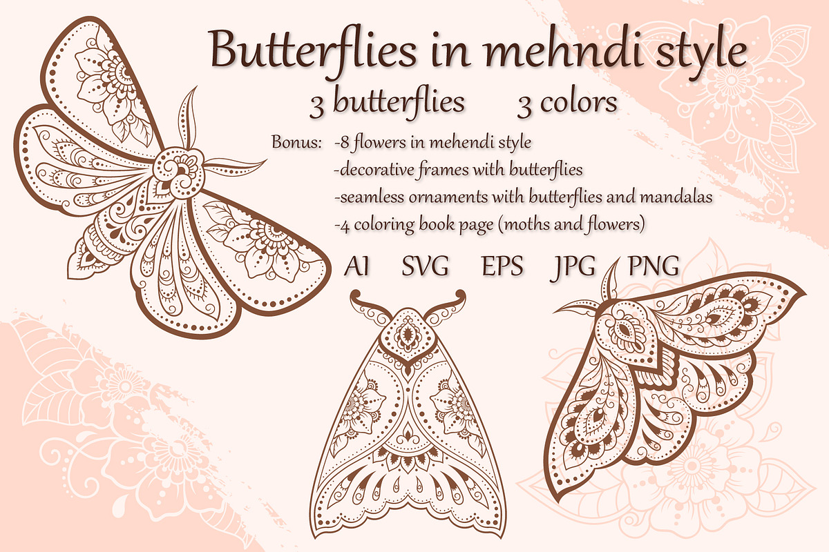 Butterfly & flowers, a Decorative Illustration by Katika Shop (Photo 1 of 9)