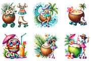 Watercolor Summer Coconut, a Seasonal Illustration by DreamArtGraphic (Thumbnail 3 of 4)