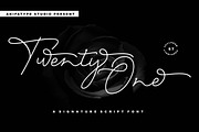 Twenty One, a Script Font by Akifatype. (Thumbnail 1 of 7)
