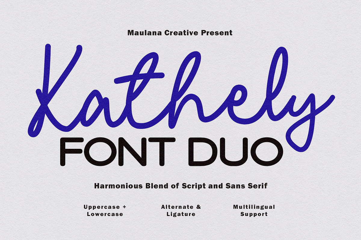 Kathely Font Duo Sans Signature, a Script Font by Maulana Creative (Photo 1 of 7)