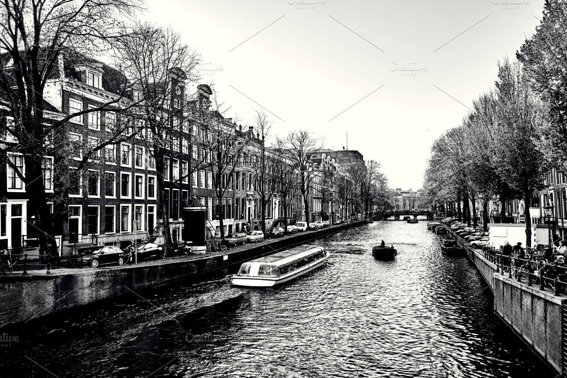 Amsterdam. Black-white cityscape., an Architecture Photo by badahos