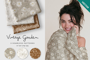 Dreamy floral seamless pattern set