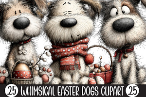 Whimsical Easter Dogs Clipart, an Illustration by Designking