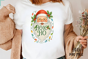 Watercolor Ho Ho Ho Santa PNG, an Illustration by DreamArtGraphic