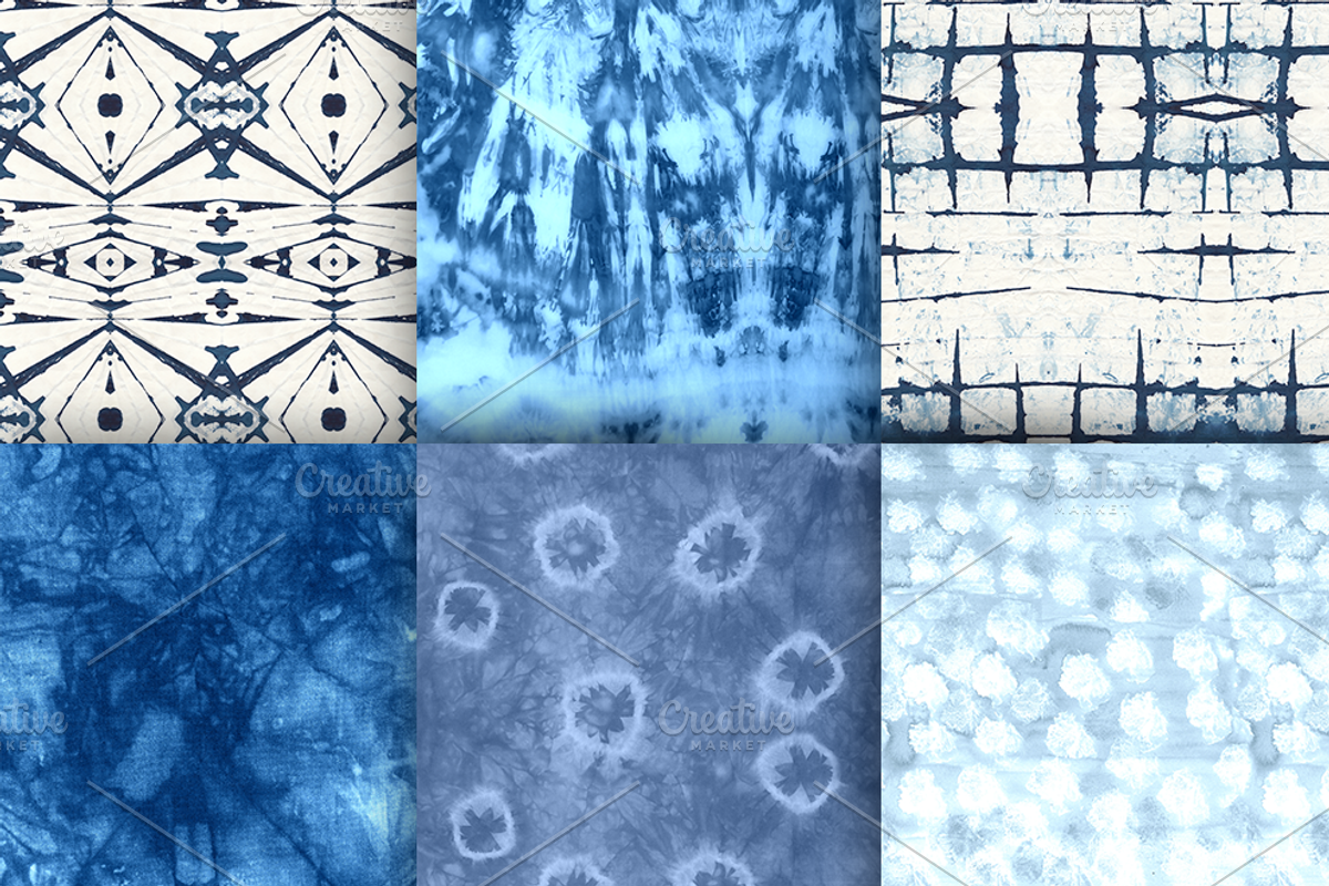 Blue Shibori Paper Pack, a Pattern Graphic by Liz Plummer (Photo 2 of 5)