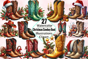 Christmas Western Cowboy Boot Sublim