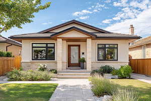 Modern house with landscaped front yard, an Architecture Photo by AlyaAnd