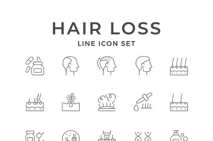 Set Line Icons of Hair Loss, an Outline Icon by motorama