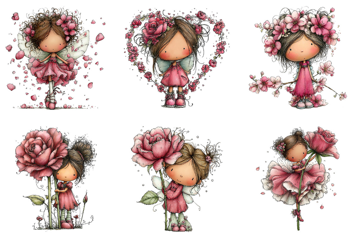 Whimsical Spring Fairy Rose Clipart, an Illustration by CraftArtStudio (Photo 2 of 6)
