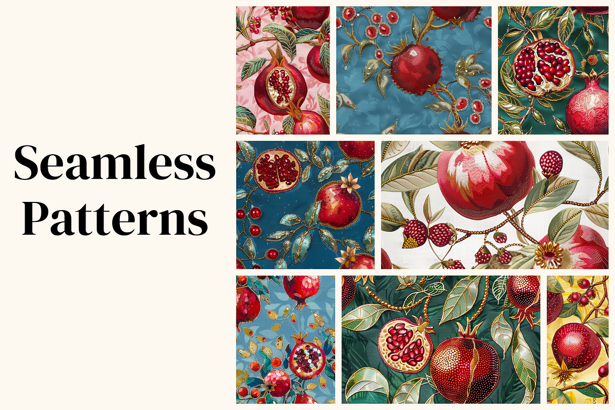 Jeweled Pomegranates Patterns, a Pattern Graphic by Ninterints (Photo 5 of 6)
