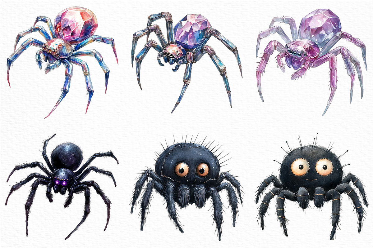 Watercolor Halloween Spider Clipart, an Illustration by Craft Nest (Photo 4 of 6)
