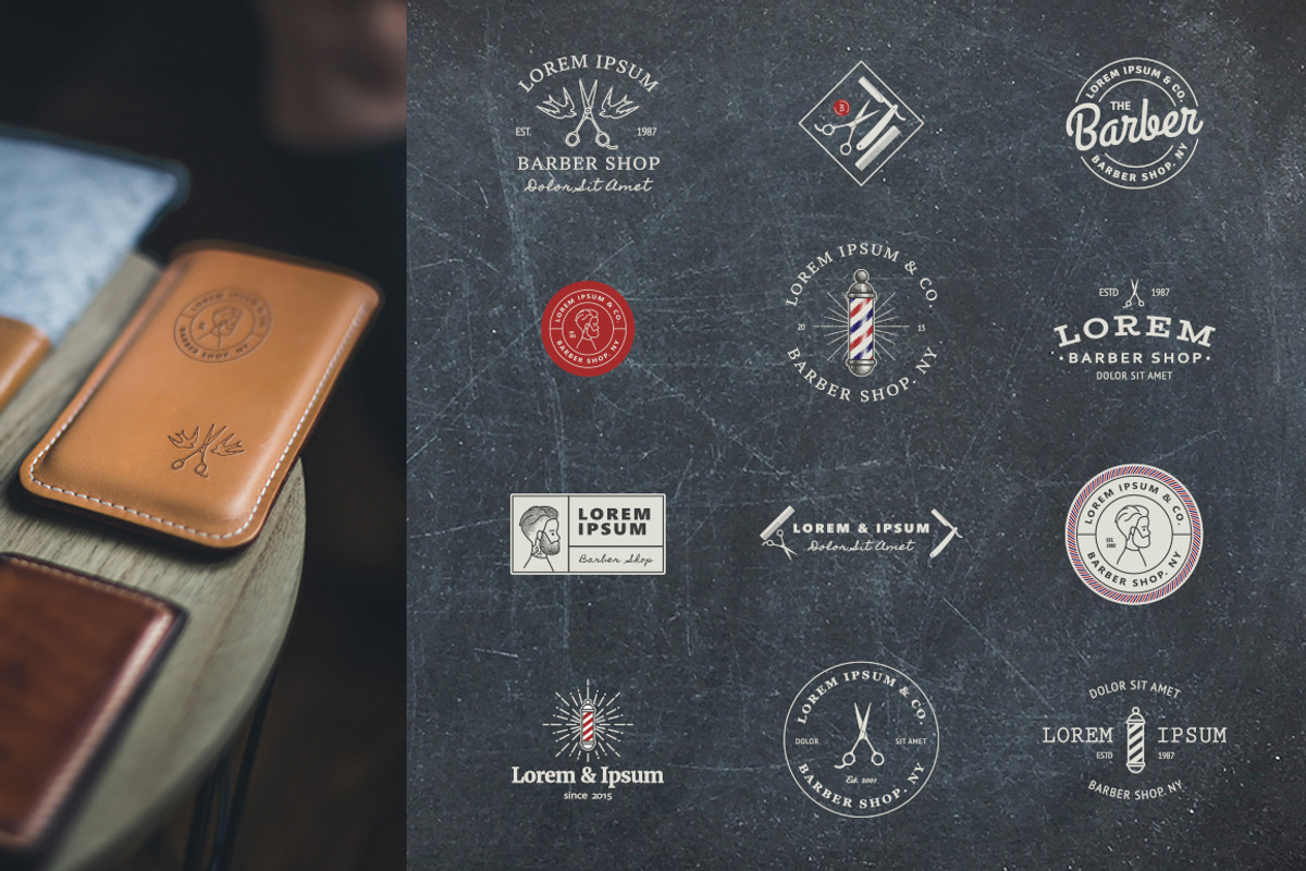 Barber Shop. Minimalistic Logo Set, a Templates & Theme by bartamarabara (Photo 4 of 5)