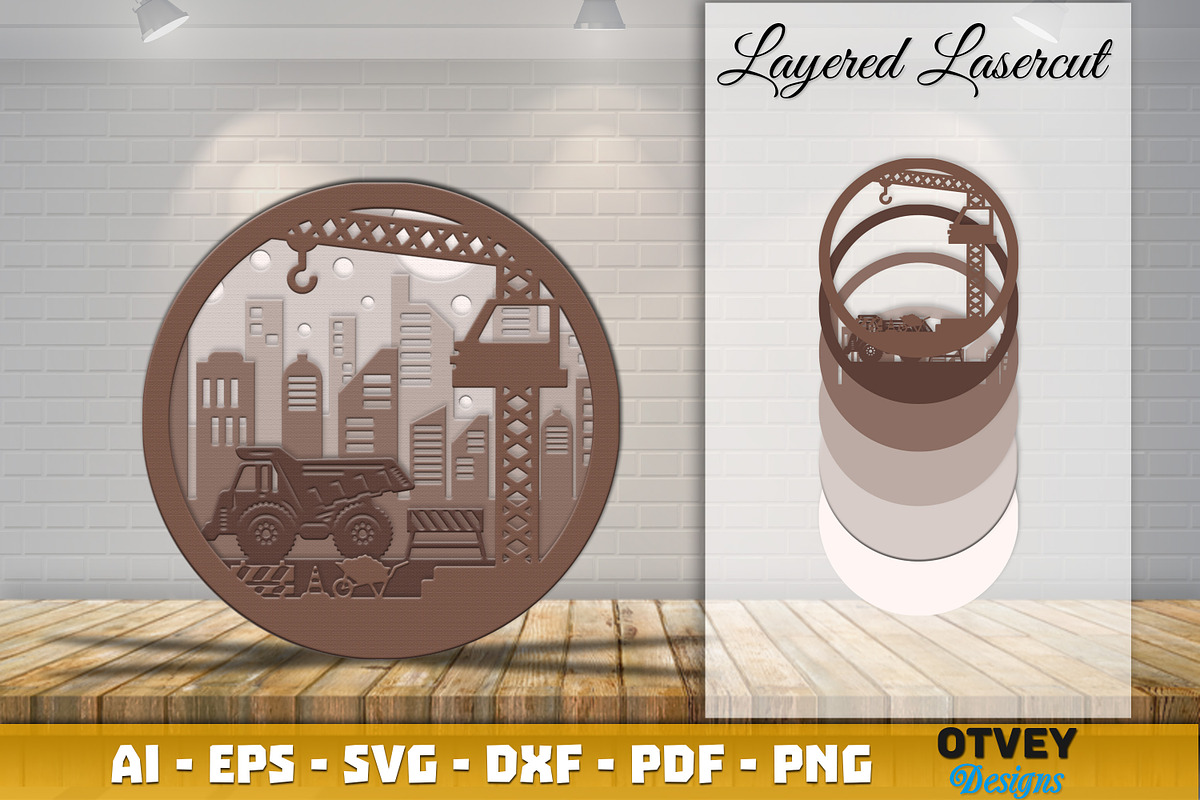 Construction Scene Layered Lasercut, a Graphic by OTVEY DESIGN (Photo 3 of 7)
