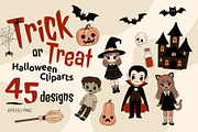 Trick or Treat – Halloween Cliparts, a Seasonal Illustration by moja doodle (Thumbnail 1 of 3)