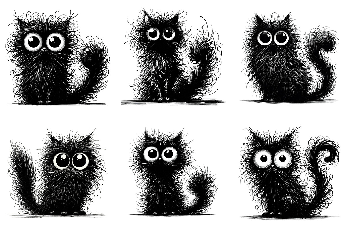 Quirky Black Cats Clipart, an Illustration by RobertsArt (Photo 3 of 7)