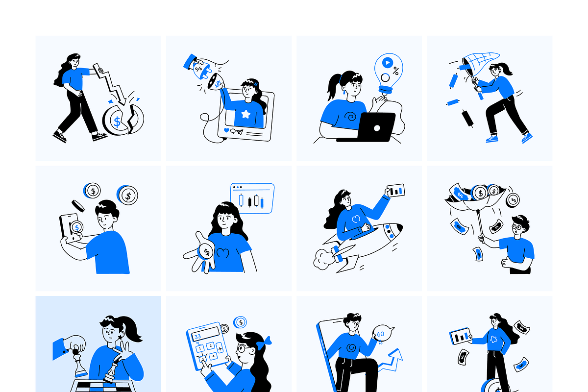 Stock Market Mini Illustrations, a Person Illustration by Prosymbols (Photo 6 of 7)