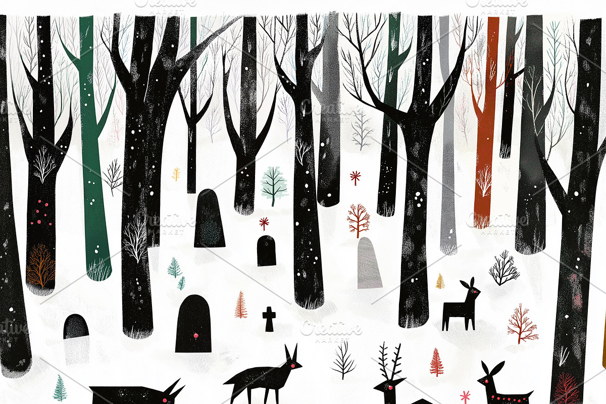 Animals at a creepy cartoon cemetery, an Empty State Illustration by Sybillla