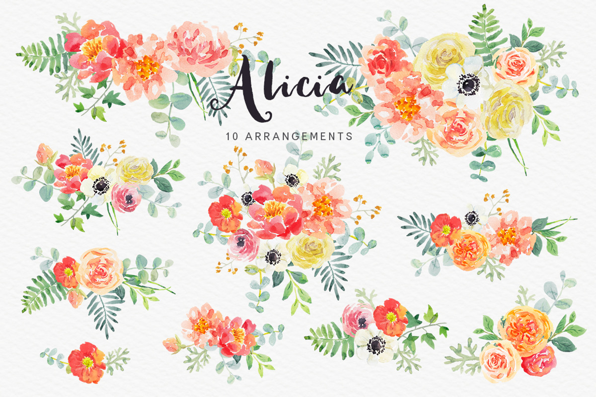 Alicia watercolor floral collection, an Illustration by OJardin (Photo 3 of 5)