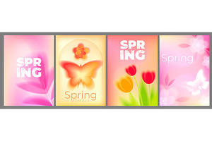 Spring cards with gradient blur, an Object Illustration by art PVP - market