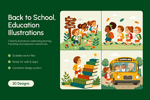 50 Back to School Education, an Education Illustration by Creative Stall