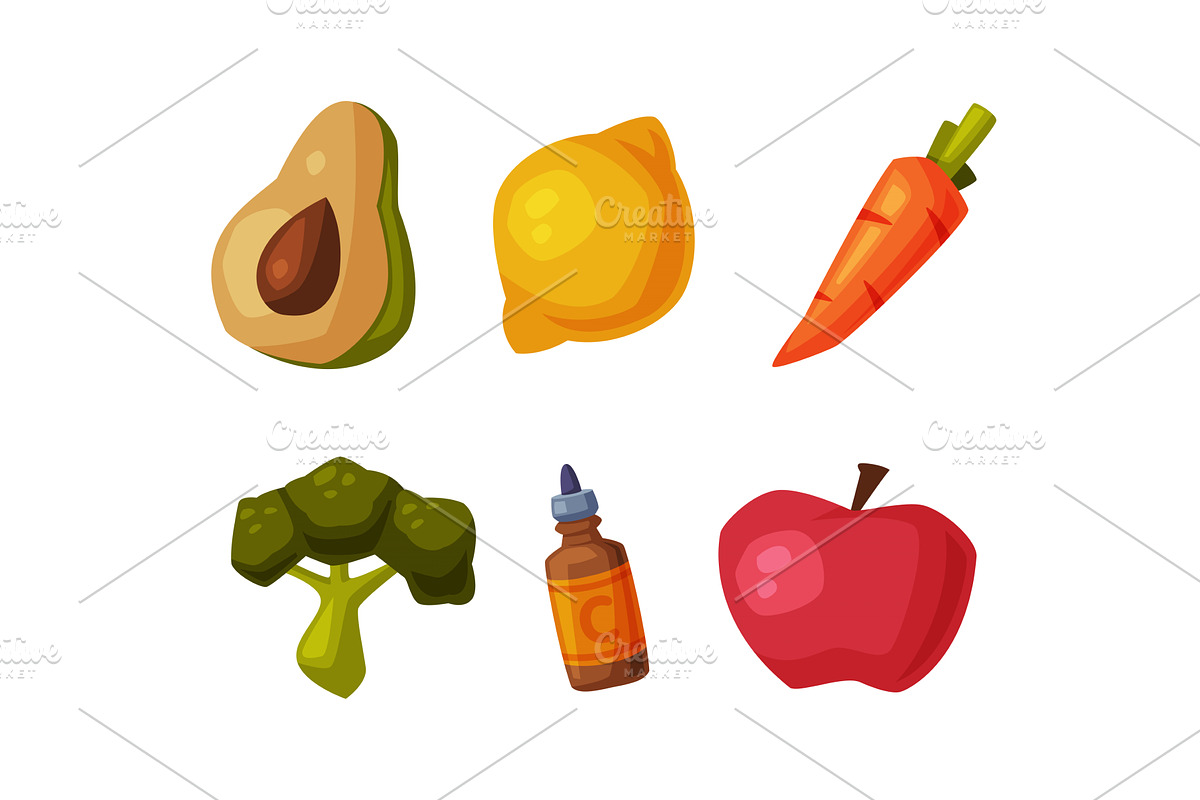 Healthy Lifestyle Objects with Food, a Food Illustration by TopVectors