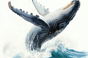 Humpback Whale Breaching Ocean Waves, an Animal Photo by Pixeness Studio