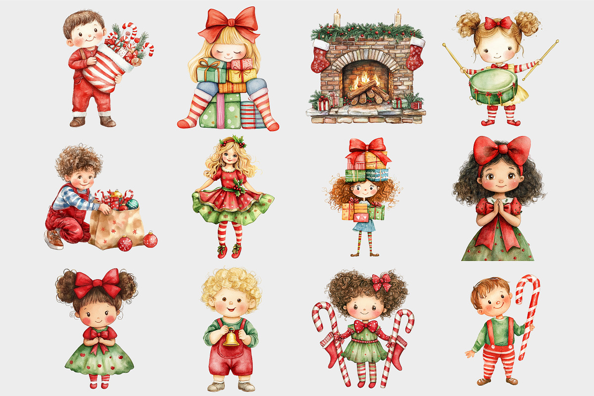 Cute Christmas Kids Clipart, a Seasonal Illustration by Design Market (Photo 5 of 5)
