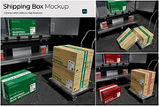 Shipping Box Mockup, a Packaging Mockup by Bartama Graphic (Thumbnail 1 of 5)