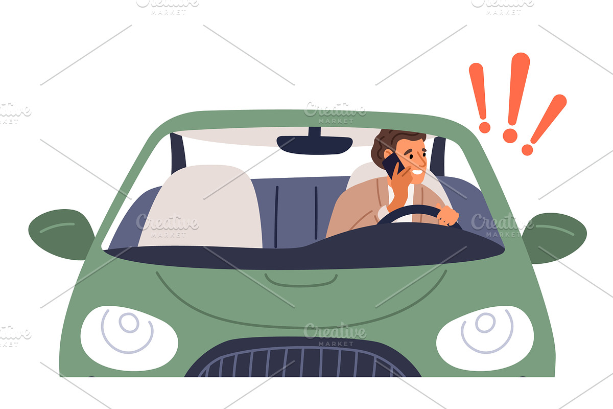 Man talking on his cell phone while, a Transportation Illustration by Vectorbuum